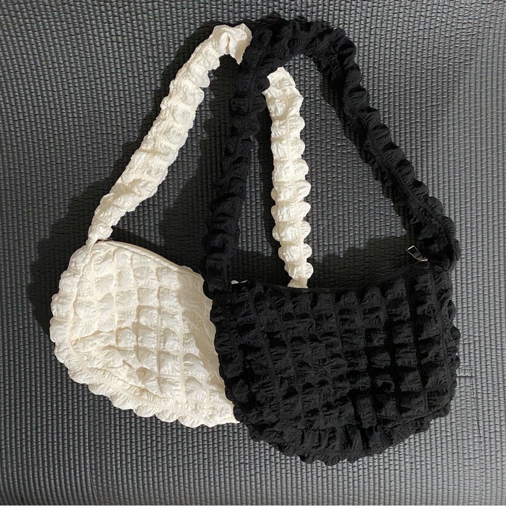 Elegant Black and White Quilted Shoulder Bag